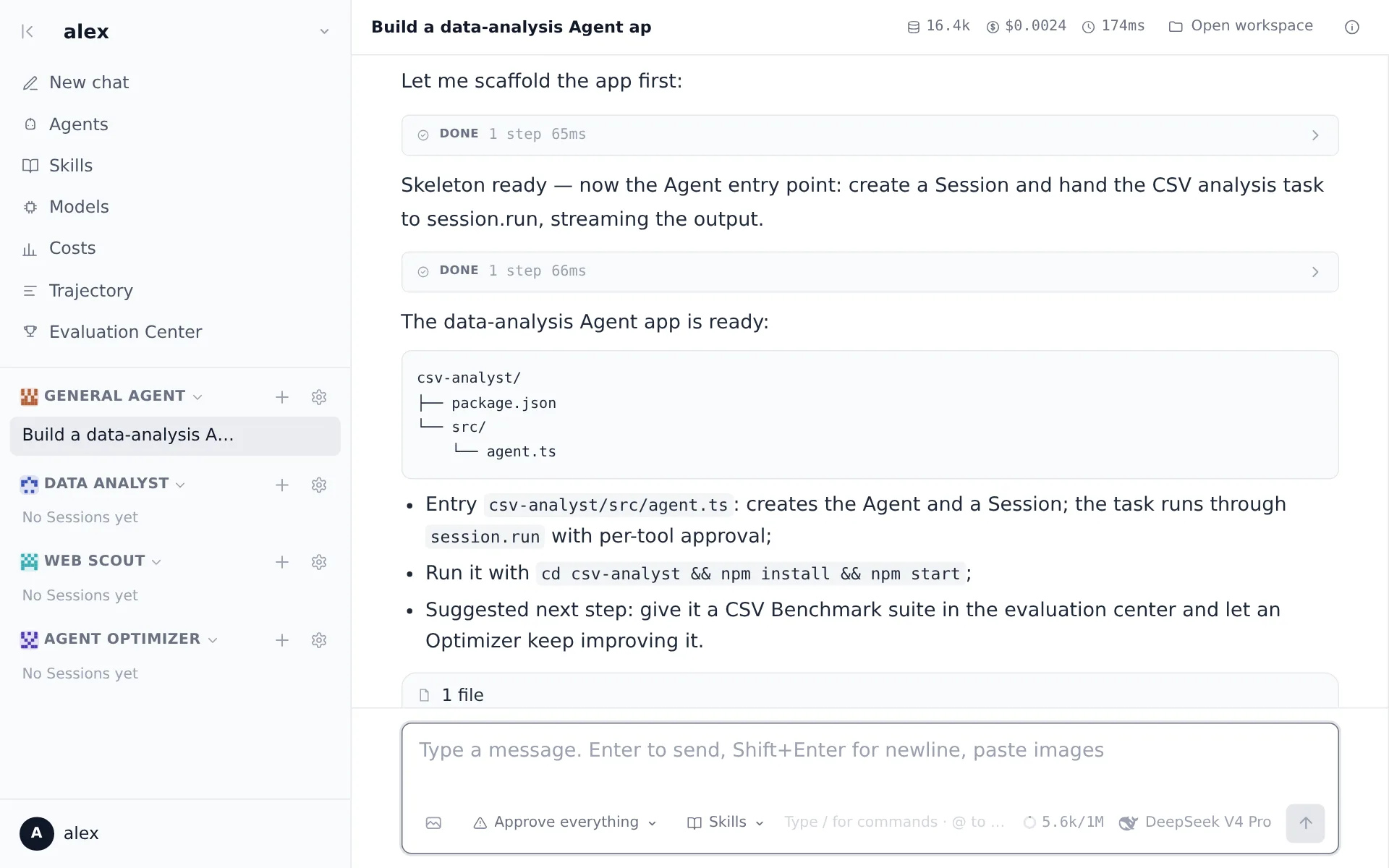 PenguinHarness Web App — multi-session chat with live streaming tool calls